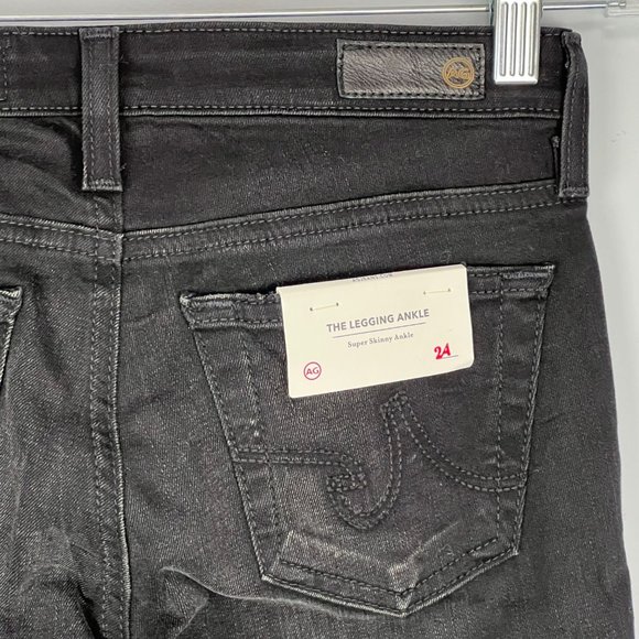 AG Adriano Goldschmied Legging Ankle Skinny Jeans 4 Year Distressed Black sz 24 - Picture 7 of 12